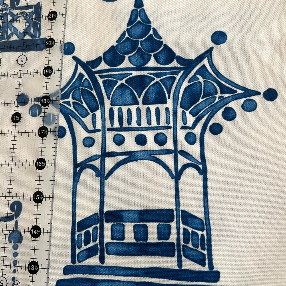 2.5 Yards Kaufmann Ming Pagoda Printed Cotton Drapery Fabric in Zephyr